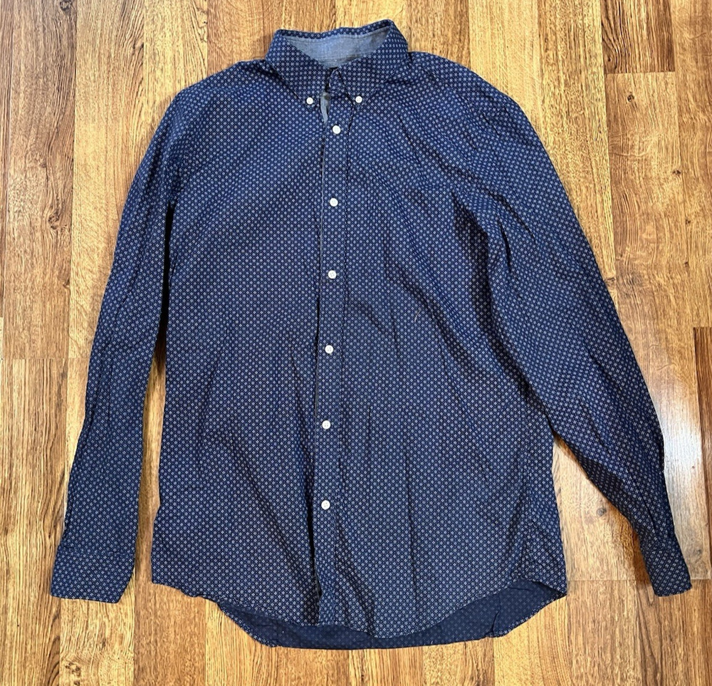 Banana Republic Shirt Men's Button Up XL Soft Wash Slim Fit Long Sleeve Blue
